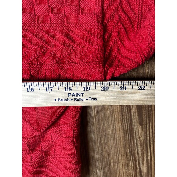 RG Basics Red Fisherman Knit Sweater V Neck Nautical Coastal Large Ramie Cotton - Picture 5 of 6